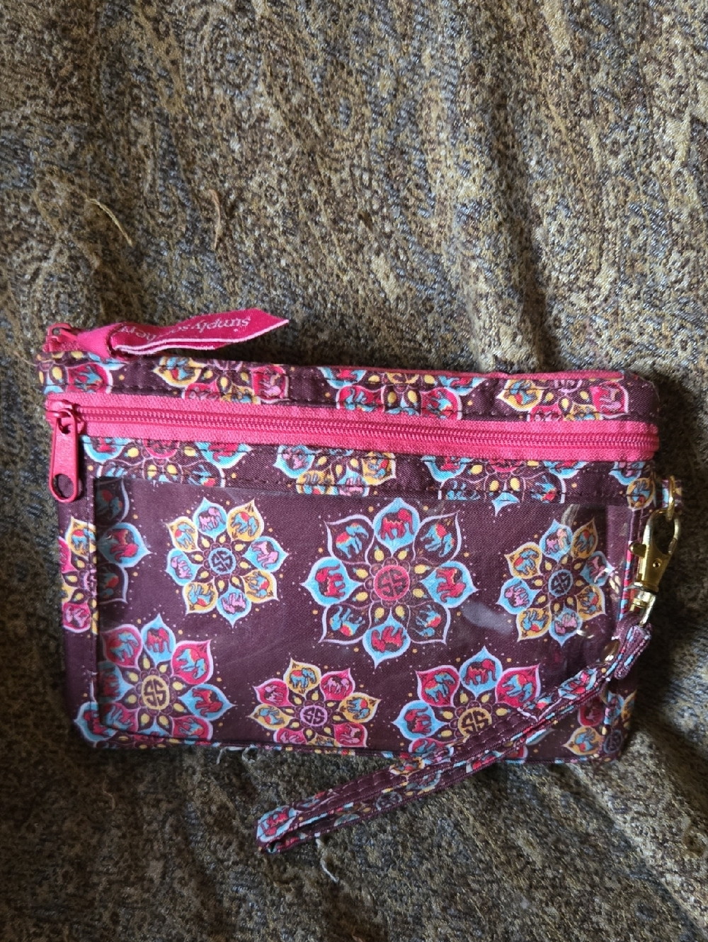 Simply SouthernPrinted Floral Wristlet Pouch - Pink & Brown
